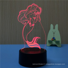 Enfants Fille Cadeau Belle Sirène Princesse LED Bâtiment Lampe 3D Effet de Feux de Nuit LED Lampe de Table
